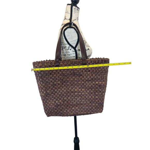 CORN-HUSH BROWN STRAW TOTE BAG 16’x 14’ CLOTH LINEN BOHO BEACH BAG VERSATILE - Picture 3 of 15